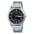 Casio Silver-Tone Stainless-Steel Watch w/Black Dial (9680)
