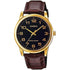 Casio Gold Tone  Leather Strap Watch w/Black Dial (9670)