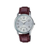 Casio Silver-Tone Brown  Leather Strap Watch w/Silver Dial (9700)